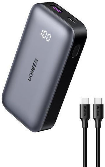 Ugreen PB502 Power Bank 10000mAh 30W with USB-A Port and USB-C Port Power Delivery / Quick Charge 3.0 Gray view 2