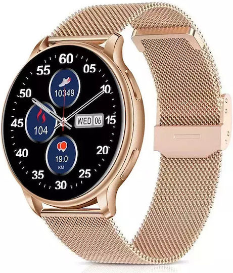 Nubi KM10 Smartwatch with Heart Rate Monitor (Rose Gold Mesh) vue 2