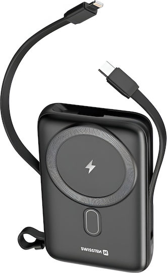 Swissten Power Bank MagSafe 10000mAh 15W with USB-A Port and USB-C Port Black view 5