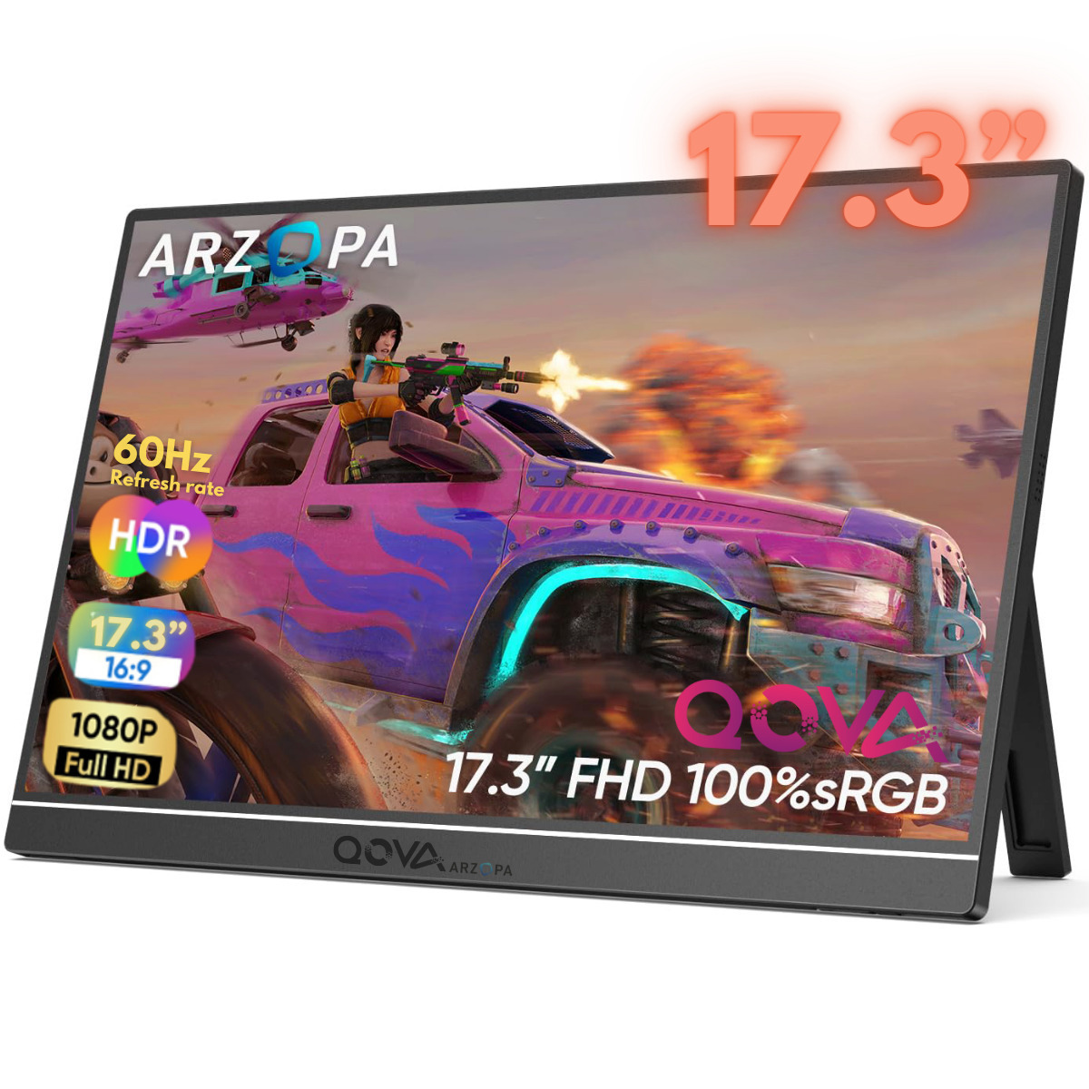 Qova Arzopa A1 Max IPS HDR Portable Monitor 17.3" FHD 1920x1080 Gray