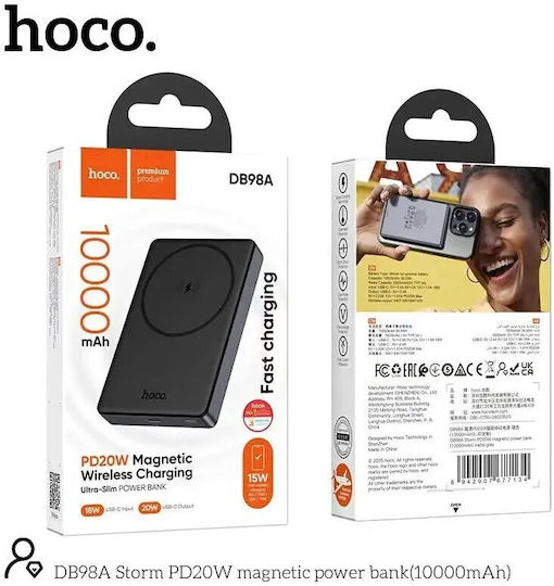 Hoco DB98A MagSafe Power Bank 10000mAh 20W with USB-A Port and USB-C Port Black view 3