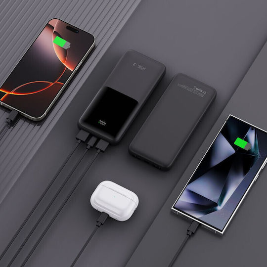 Tech-Protect PB01 Power Bank 10000mAh 22.5W with 2 USB-A Ports and USB-C Port Black vue 8