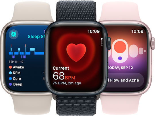 Apple Watch Series 9 Aluminium 45mm Waterproof with Heart Rate Monitor (Silver with Winter Blue Sport Loop) view 7