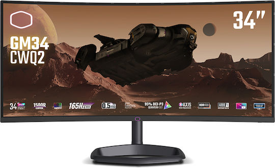 CoolerMaster GM34-CWQ2 Ultrawide VA HDR Curved Gaming Monitor 34" QHD 3440x1440 165Hz with Response Time 2ms GTG view 1
