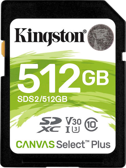 Kingston Canvas Select Plus SDXC 512GB Class 10 U3 V30 UHS-I view 1