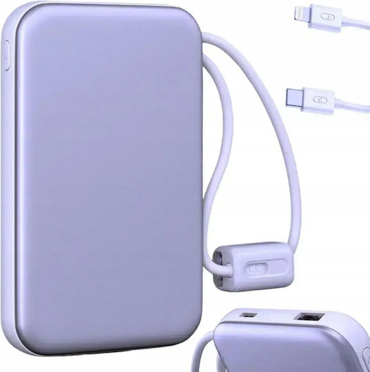 Verk Group 06393 Power Bank 10000mAh 22.5W with USB-A Port and USB-C Port Quick Charge 3.0 Purple
