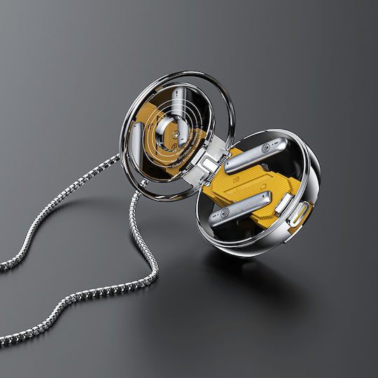 Recci Angle-Wing Necklace In-ear Bluetooth Handsfree Earphones with Charging Case Silver view 6