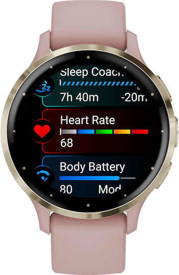 Garmin Venu 3S 41mm Waterproof Smartwatch with Heart Rate Monitor (Soft Gold Stainless Steel Bezel with Dust Rose Case and Silicone Band) view 5
