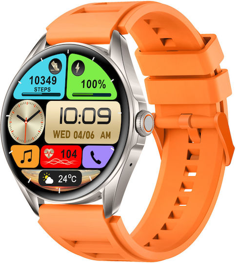 Delta Pro Smartwatch Idealstore 1.43" Amoled Touch Screen Android Ios Speaker Bluetooth Call Alarm Weather Voice Assistant Fitness Tracker Female Function Heart Rate Monitor Blood Pressure Monitor Spo2 Oximeter Multi-sport Orange