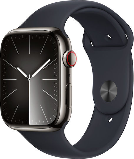 Apple Watch Series 9 Cellular Stainless Steel 45mm Waterproof with eSIM and Heart Rate Monitor (Gold with Clay Sport Band (S/M)) view 2