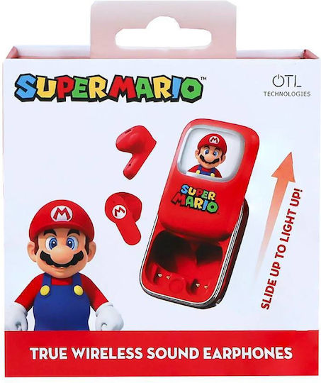 OTL Super Mario Slide In-ear Bluetooth Handsfree Earphones with Charging Case Red view 3