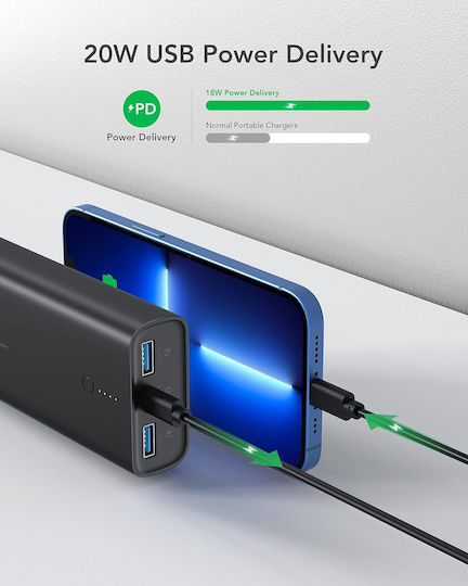 Charmast C1146L Power Bank 10000mAh 20W with 2 USB-A Ports and USB-C Port Black view 6