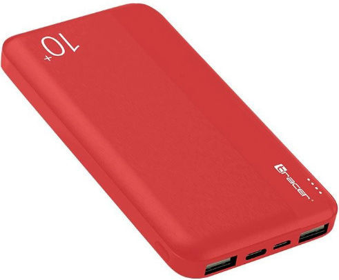 Tracer Walker Power Bank 10000mAh with 2 USB-A Ports and USB-C Port Red view 2
