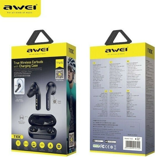 Awei T10C In-ear Bluetooth Handsfree Earphones with Sweat Resistance and Charging Case Black vista 6