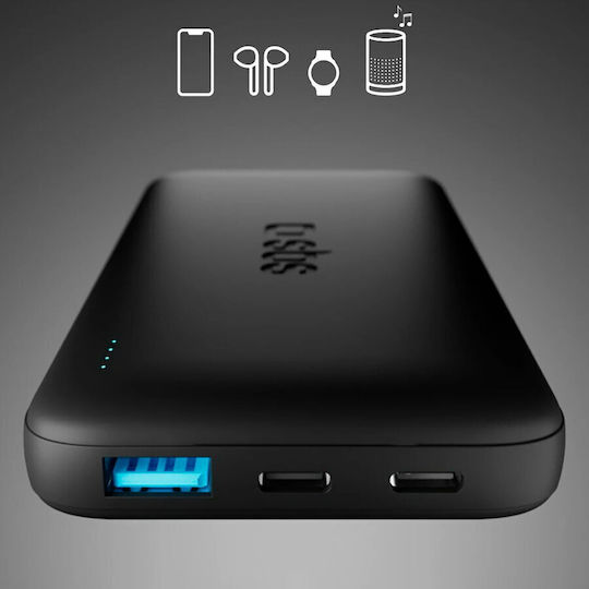 SBS Power Bank 10000mAh 10W with USB-A Port and 2 USB-C Ports Black view 4