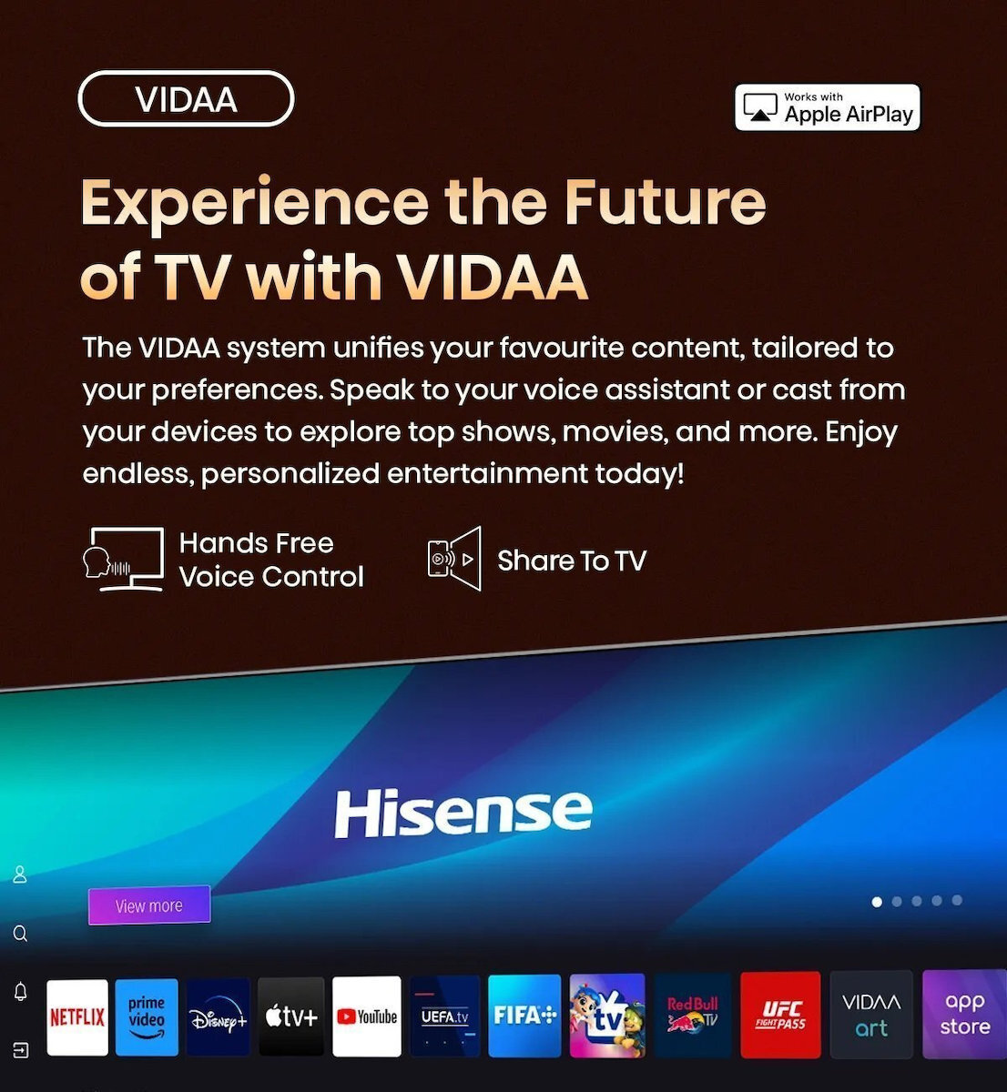 Hisense Smart Television 55" 4K UHD OLED 55A85N HDR (2024) view 8