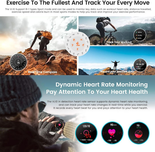 Valdus VL10 Smartwatch with Heart Rate Monitor (Black) view 5