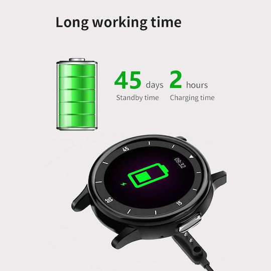 KL2 45mm Smartwatch with Heart Rate Monitor (Black) view 8