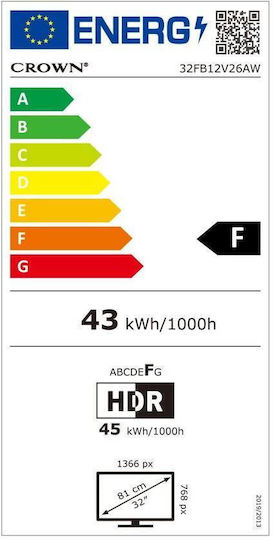 Crown Smart Television 32" HD Ready LED 32FB12V26AW (2024) view 3