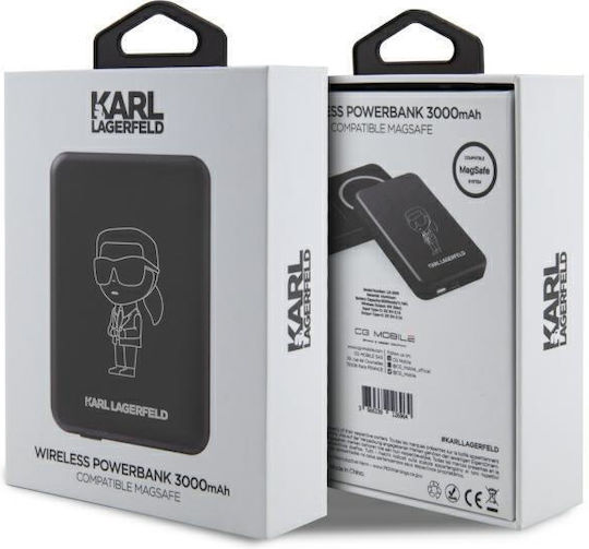 Karl Lagerfeld Ikonik Magsafe MagSafe Power Bank 3000mAh 5W with USB-C Port Black view 2