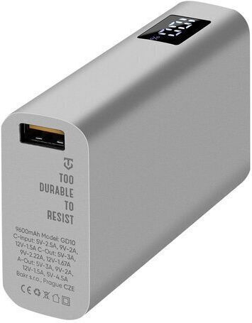 Tactical EDC Brick Power Bank 9600mAh 22.5W with USB-A Port and USB-C Port Silver view 2
