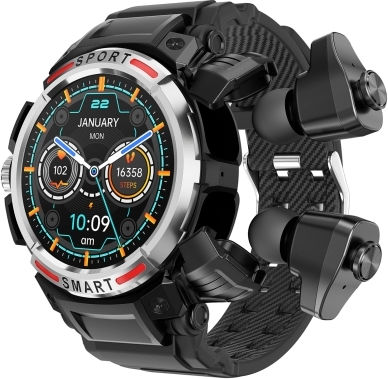 Ovisen Gt100 1.39 Inch Tft Screen 2 In 1 Bluetooth Headset Smart Watch Support Blood Oxygen Monitoring Bluetooth Music Silver
