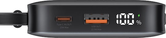 Usams XR Series CD228 Power Bank 10000mAh 20W with USB-A Port and USB-C Port Gray view 2