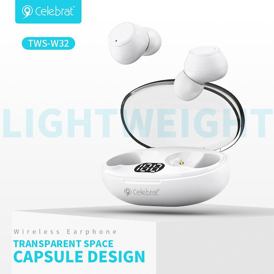 Celebrat TWS-W32 In-ear Bluetooth Handsfree Earphones with Charging Case White view 3