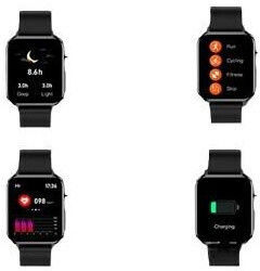 Hamed Quadrant Smartwatch with Heart Rate Monitor (Black) view 3