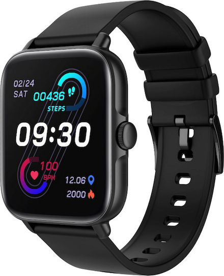 Techno Black Smartwatch Idealstore Full Hd 1.7 Inch Screen 280x280 Resolution Blood Pressure Heart Rate Monitoring Ip67 Water Resistant Bluetooth Call Answering Multi-sport Mode Android Ios Operating System view 1