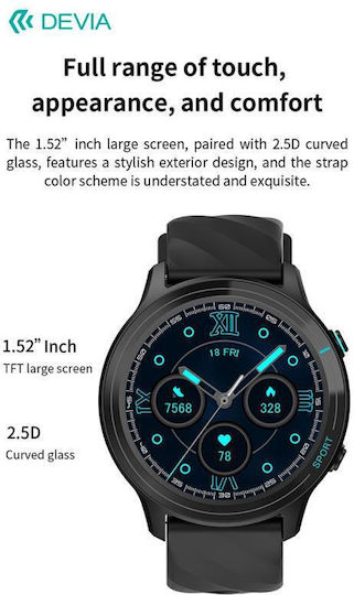 Devia WT3 Smartwatch with Heart Rate Monitor (Blue) view 2