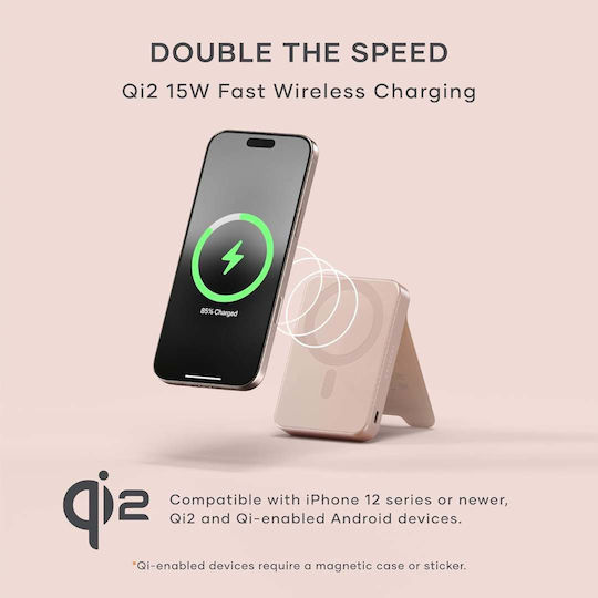 Satechi OntheGo Qi2 MagSafe Power Bank 10000mAh 15W Pink vista 6