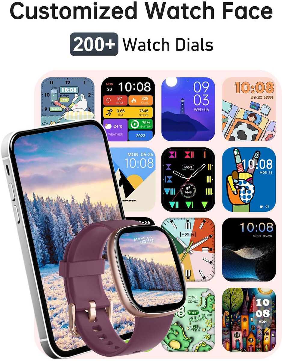 Huakua Smartwatch with Heart Rate Monitor (Purple) view 6