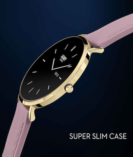 Henry London Smart Stainless Steel 43mm Smartwatch with Heart Rate Monitor (Gold & Blush Silicone) view 6