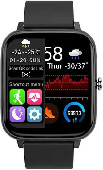 P6 Aluminium 44mm Smartwatch with Heart Rate Monitor (Black) view 2