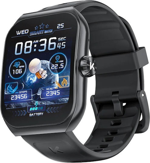 Kumi KU7 Smartwatch with Heart Rate Monitor (Black)