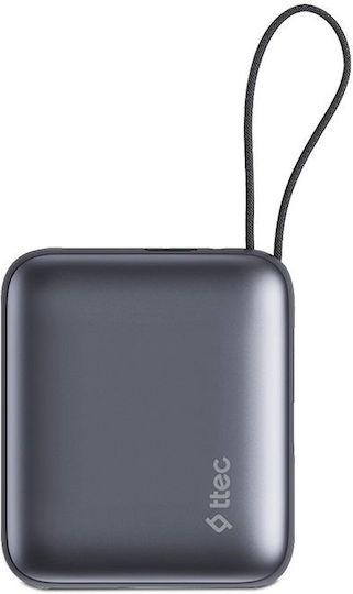 TTEC ReCharger Mini LCD Power Bank 10000mAh 20W with USB-C Power Delivery Output Port Gray vue 5