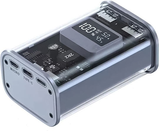 Treqa TR-956 Power Bank 10000mAh 20W with 2 USB-A Ports and USB-C Port Power Delivery / Quick Charge 3.0 Gray