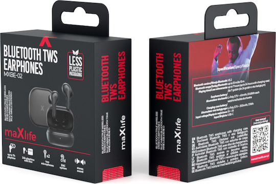Maxlife MXBE-02 In-ear Bluetooth Handsfree Earphones with Charging Case Black view 4
