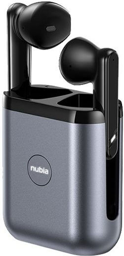 Nubia T1 Earbud Bluetooth Handsfree Earphones with Sweat Resistance and Charging Case Gray