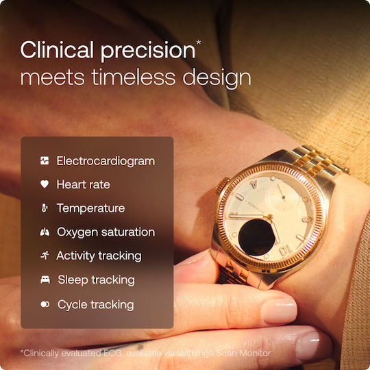 Withings Scanwatch Nova Brilliant Stainless Steel 39mm Waterproof with Heart Rate Monitor (Rose Gold Silver) view 7