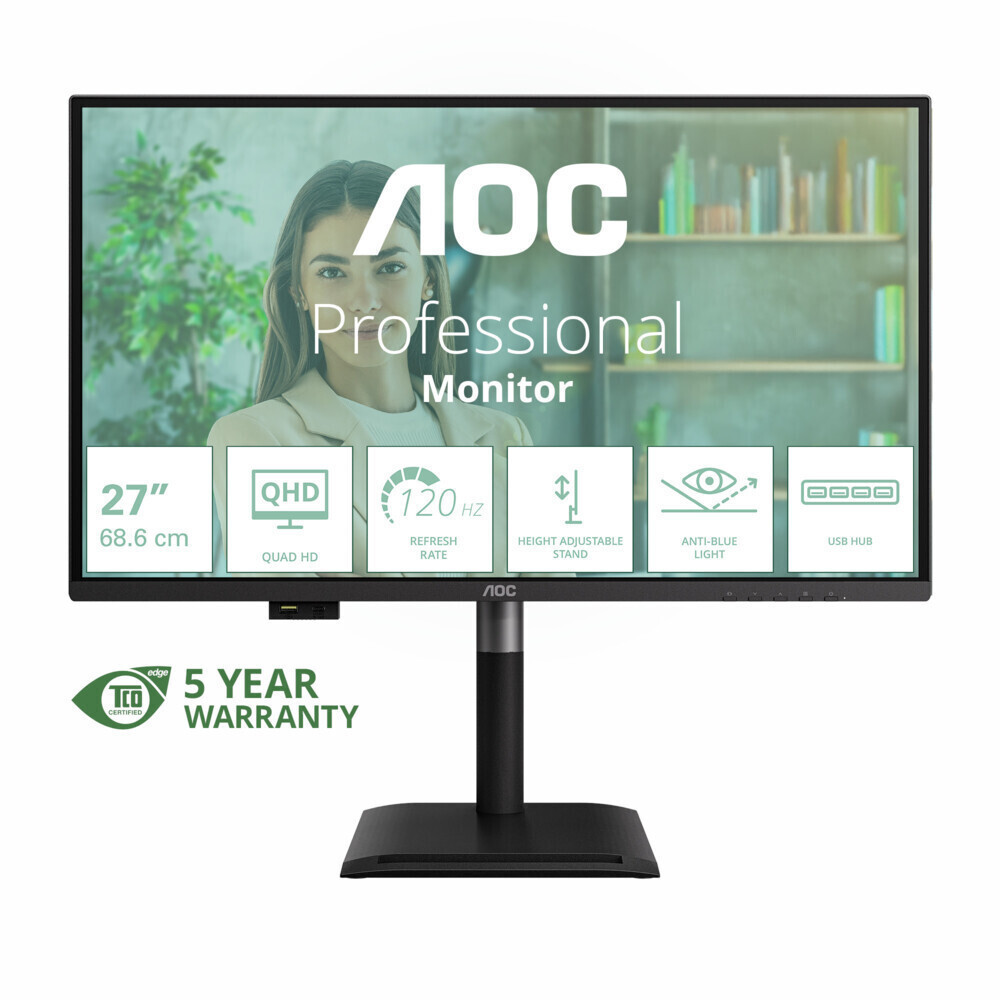 AOC Q27P4U IPS HDR Monitor 27" QHD 2560x1440 with Response Time 4ms GTG view 1