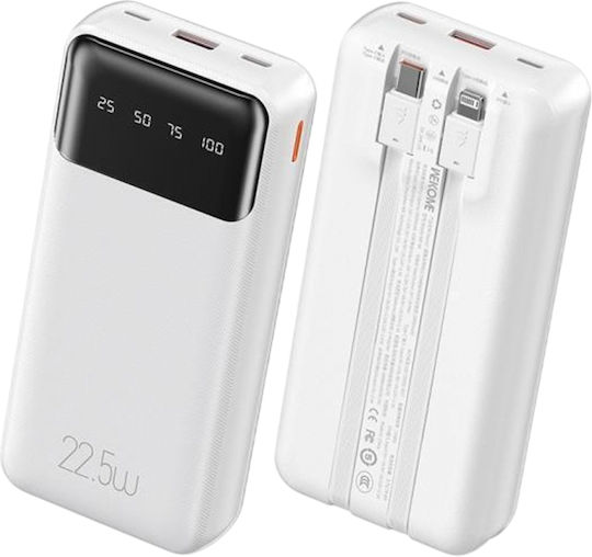 WK WP-64 Power Bank 20000mAh 22.5W with USB-A Port and USB-C Port Power Delivery White