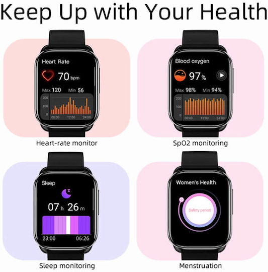 QCY Gs S6 Smartwatch with eSIM and Heart Rate Monitor (Black) view 5