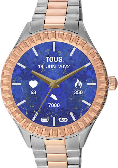 Tous T-Bear Stainless Steel 40mm Smartwatch with Heart Rate Monitor (Silver / Pink)