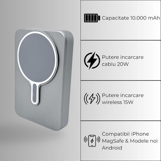 Profindustry MagSafe Power Bank 10000mAh 20W with USB-C Port Gray view 2