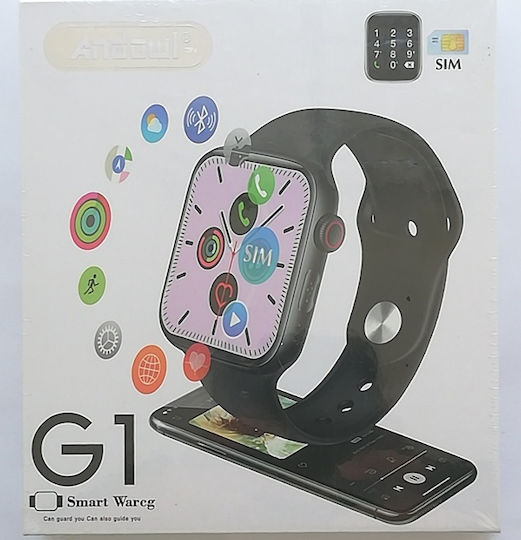 Andowl G1 Smartwatch with Heart Rate Monitor (Black) view 2