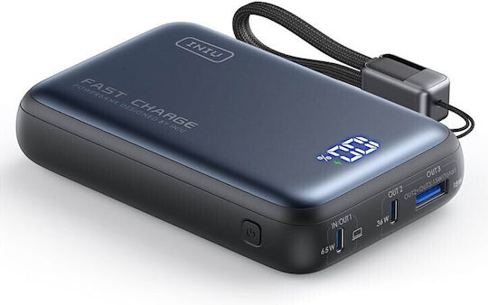 Iniu Power Bank 20000mAh 65W with 2 USB-A Ports and USB-C Port Blue