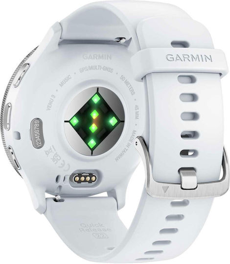 Garmin Venu 3 Stainless Steel 45mm Waterproof Smartwatch with Heart Rate Monitor (Silver Stainless Steel Bezel with Whitestone Case and Silicone Band) view 6