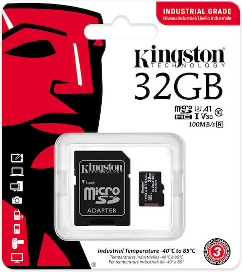 Kingston Industrial microSDHC 32GB U3 V30 A1 UHS-I 100MB/s With Adapter vue 4